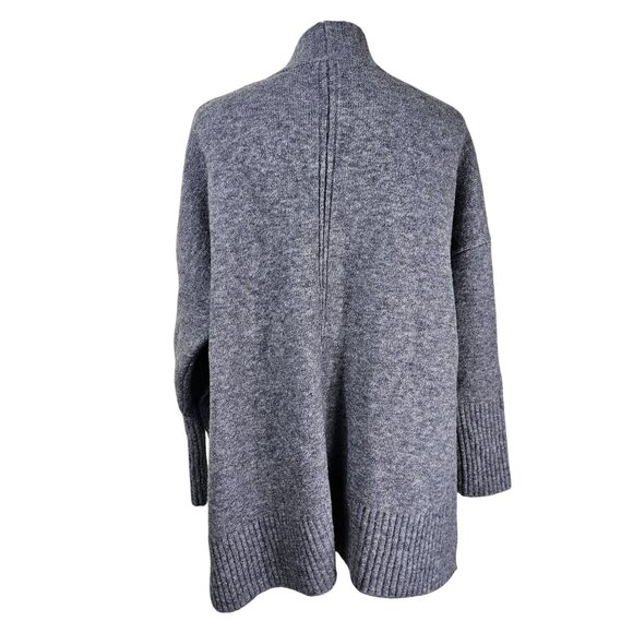 Banana Republic Gray Open Cardigan Sweater Sz L Merino Blend Relaxed Long Slits - Picture 4 of 9